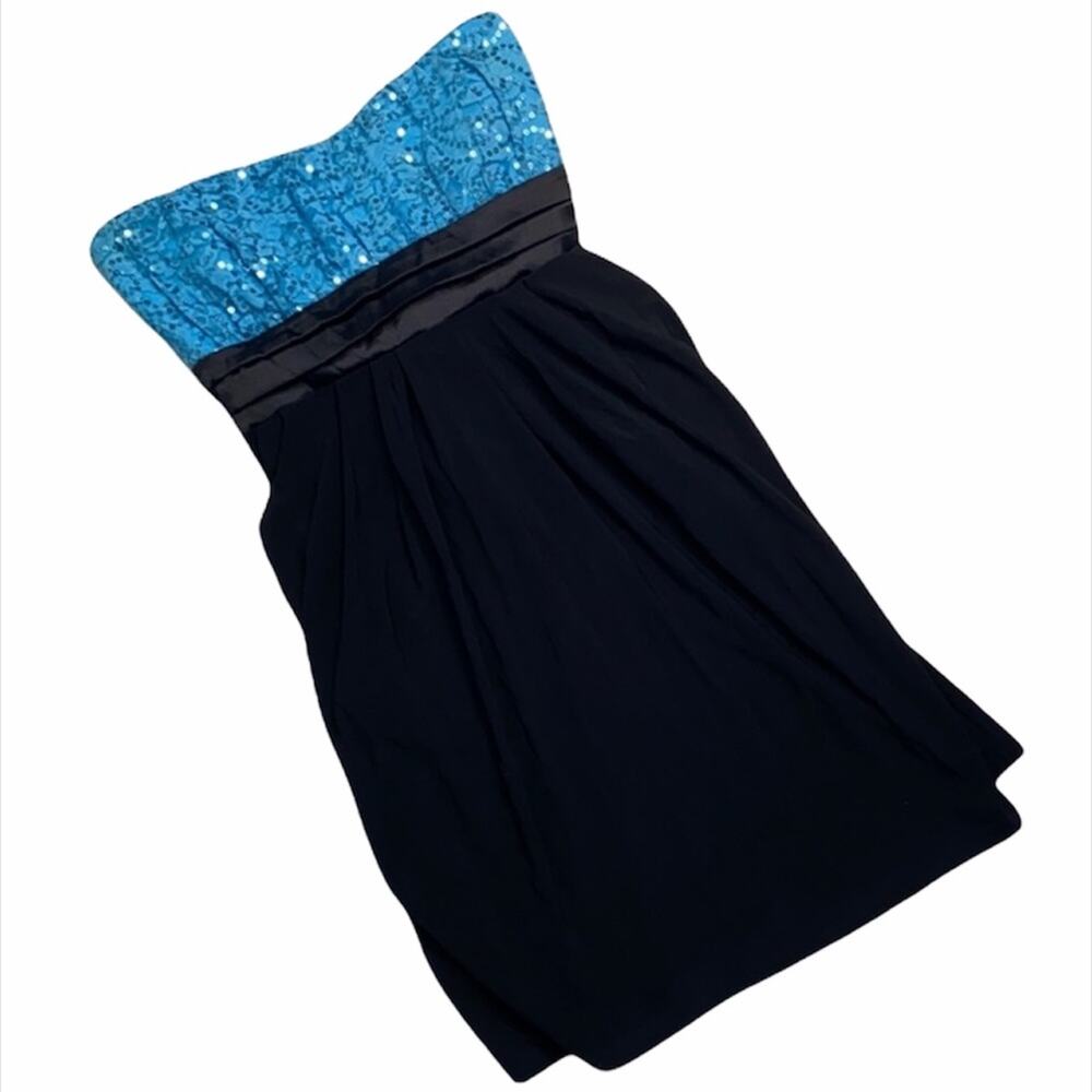 DEB Blue and Black Strapless Formal Dress H27